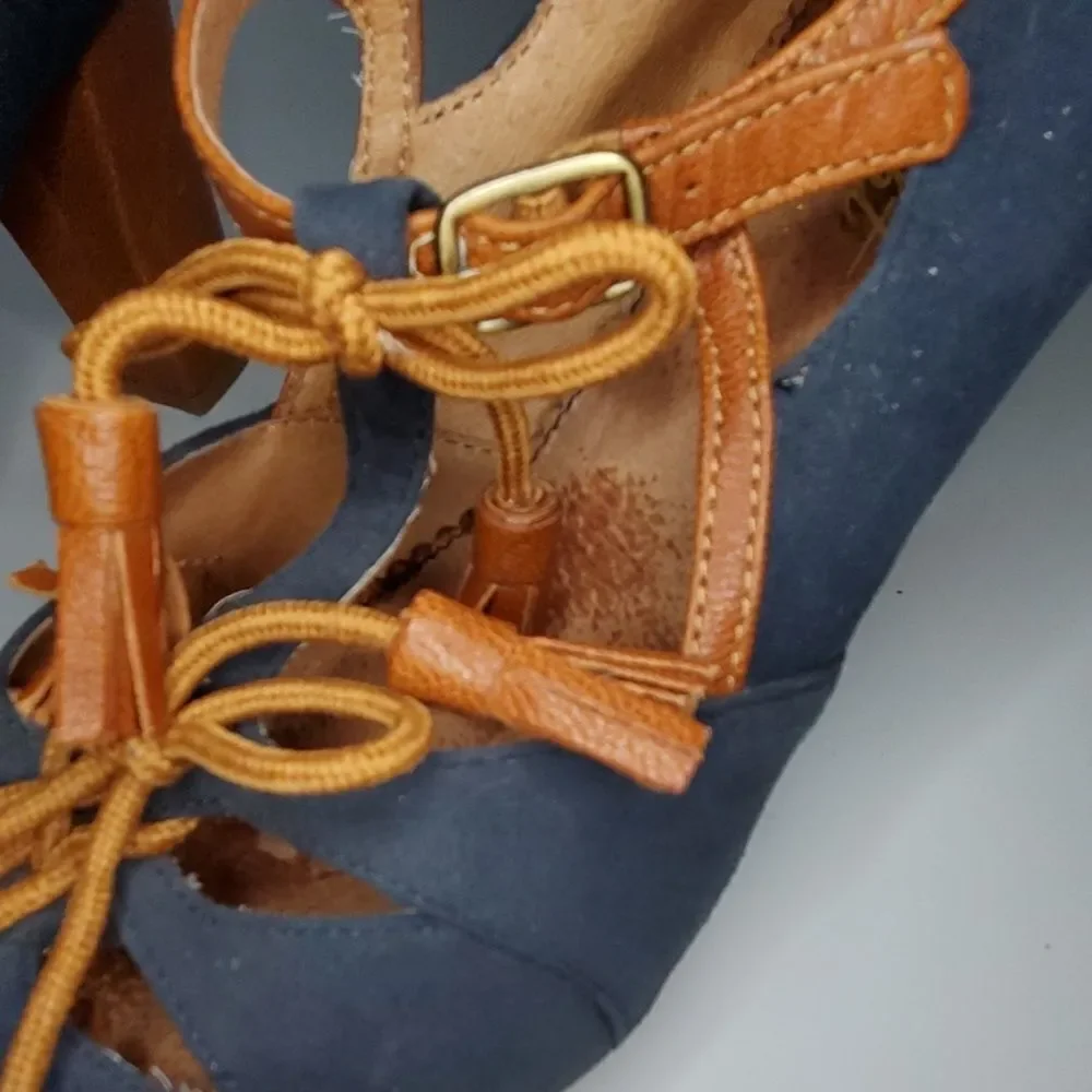 ANTHROPOLOGIE shoes Miss Albright‎ land & sea navy blue suede heels 9.5